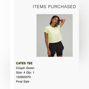 Lululemon Cates Tee Crispin Green